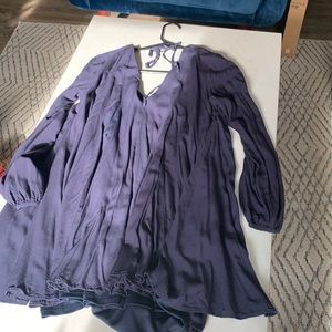 LoveRiche Navy Flowy Long Sleeve Dress Medium